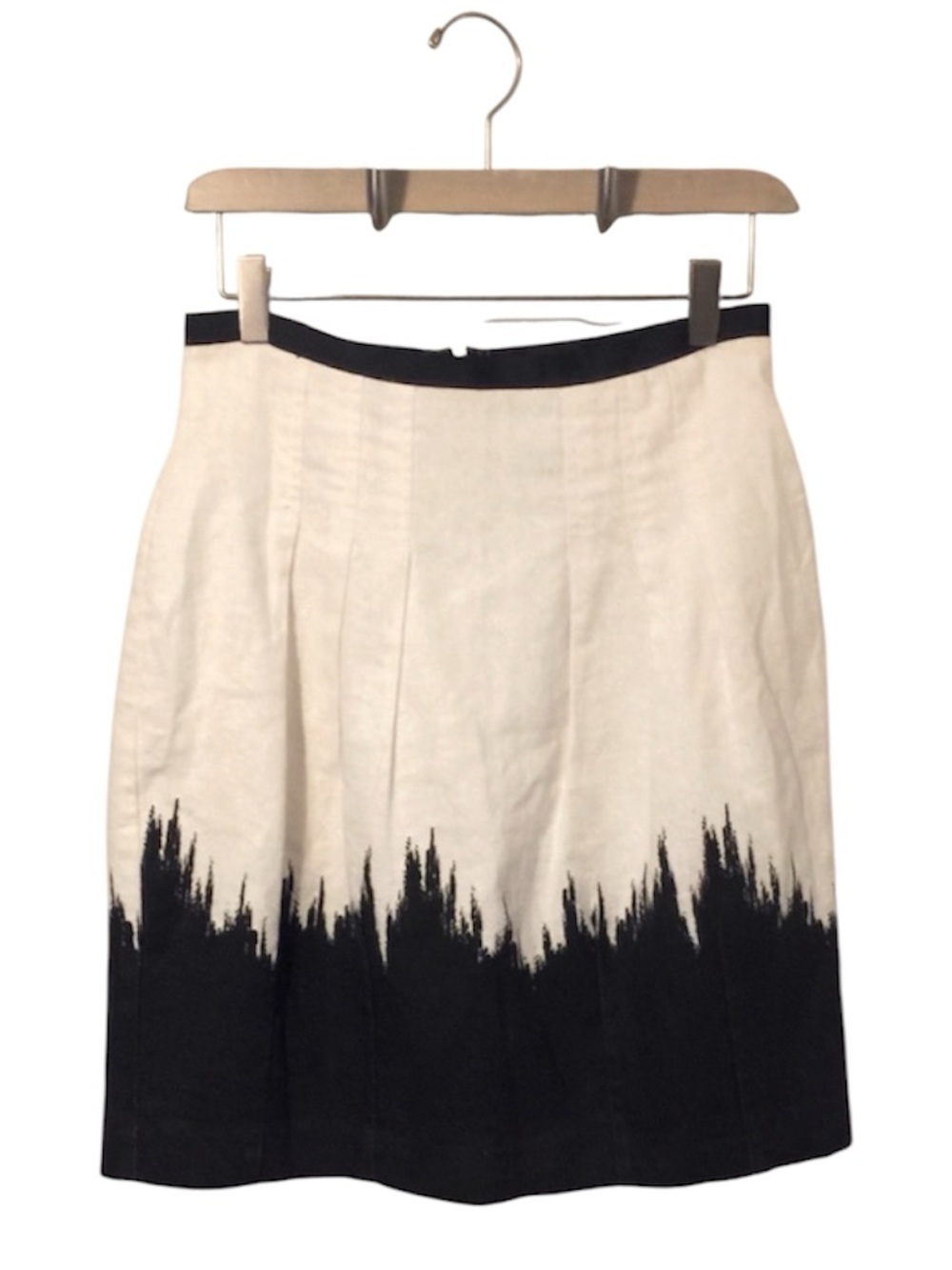 Kenzie Linen Blend Black & Off White Two Tone Skirt Sz 4